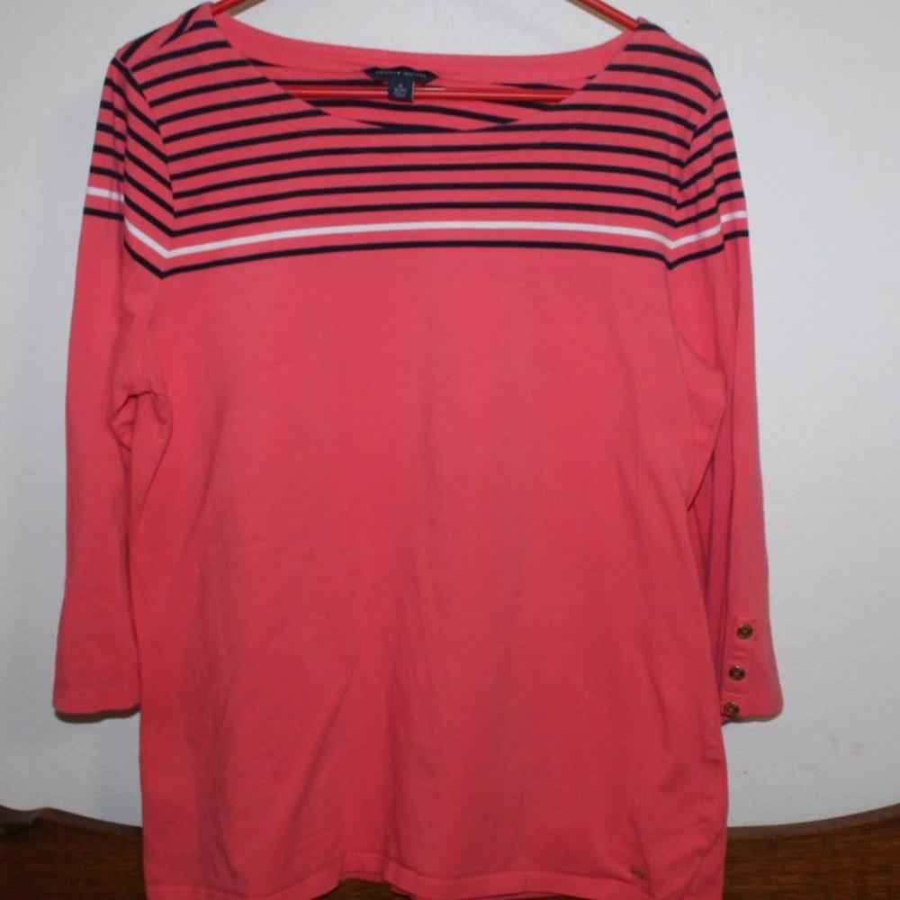 Tommy Hilfiger Coral Shirt 3/4 Sleeves Size XL